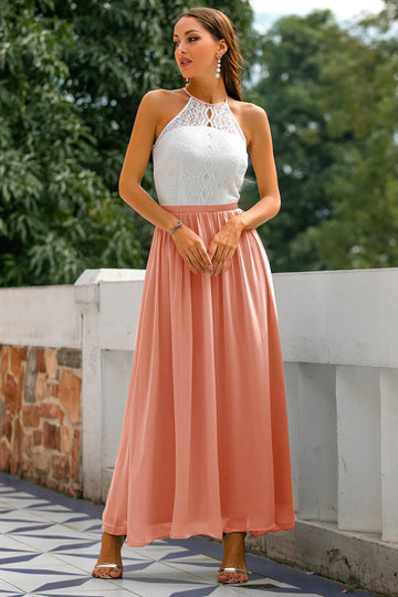 Vestido largo con espalda abierta Azul cielo